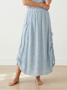 FLAX Linen light blue wash skirt